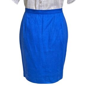 90s Vintage Cricketeer Bright Blue Classic Tweed Lined Pencil Skirt 14